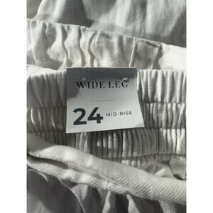 Lane Bryant Ultra Wide Leg Pant 22/24 Linen Blend White Pull On Belt Tie New $69